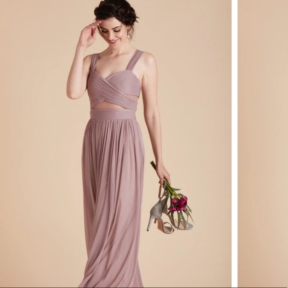 Never worn/NWT Birdy grey mauve bridesmaid/wedding guest dress with mesh cutouts - Picture 1 of 5